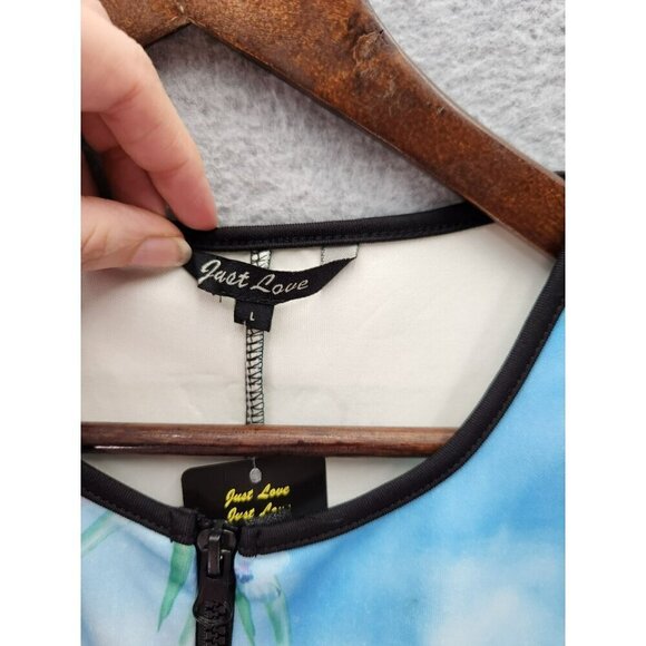 Just Love Sleeveless A-Line Dress With Cityscape & Floral Print Size L - Picture 4 of 8